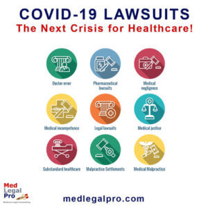 COVID-19 Lawsuits - healthcare lawsuit icons